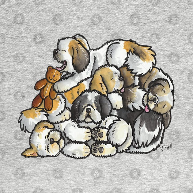 Shih Tzu sleeping pile by animalartbyjess